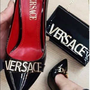 Women’s Versace Inspired Heels & Logo Evening Bag